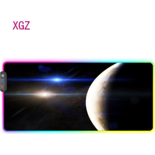 XGZ Star Planet Space Natural Mouse Pad LED Color Light RGB Gaming MousePad Computer Pad with Backlight USB 40X90 CM