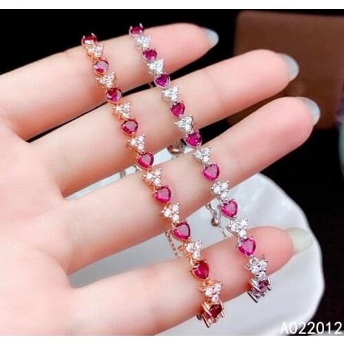 KJJEAXCMY fine jewelry natural Garnet 925 sterling silver elegant new girl hand bracelet support test hot selling