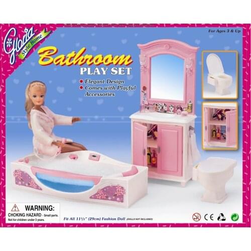 Original bath for barbie doll wash basin accessories bathroom bath tub toilet bathroom barbie furniture set 1/6 bjd doll toy