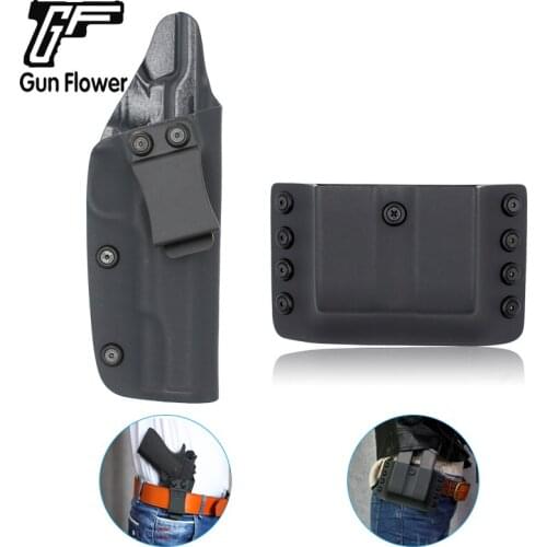 Gun&Flower Colt 1911 Kydex Pistol Case Holder with Double Mag Pouches for 9mm Tactical Gear Hunting Accessories