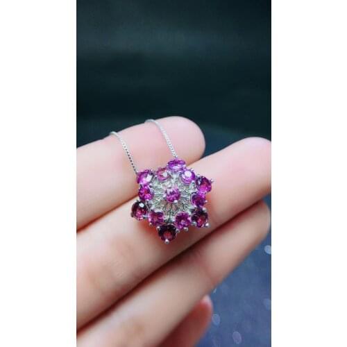 Simple 925 Silver Garnet Pendant for Young Girl Natural Garnet Silver Pendant Sterling Silver Garnet Jewelry