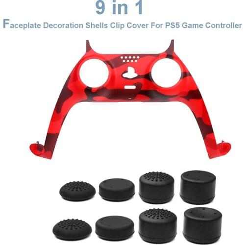 PS5 Gamepad Controller Front Housing Shell Faceplate Replacement Skin Case Cover With 8PCS Thumb Stick Grips For PlayStation 5
