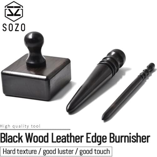 SOZO Black Wood Leather Edge Burnisher Polished Grinding Set Wood Edge Slicker Leather Tools Leather Polished Rod