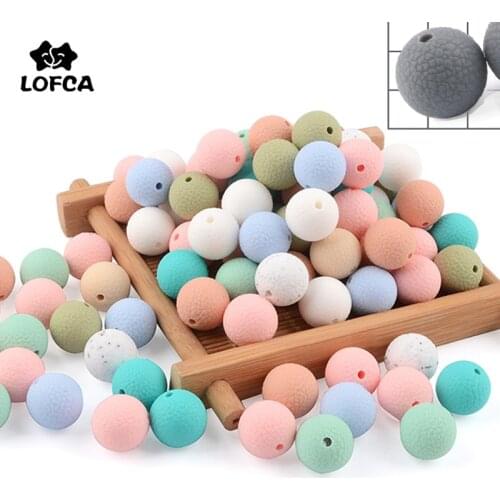 LOFCA 20pcs 15mm Silicone beads Baby Silicone Leather Look Beads For Necklaces BPA Free Teether Toy Accessories Nursing DIY
