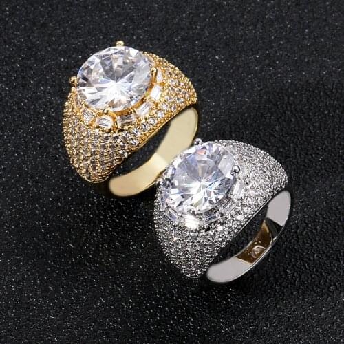Hip Hop Dove Egg Big Stone Luxury Jewelry Copper Material 5A Cubic Zirconia Promise Women Wedding Bridal Ring Gift