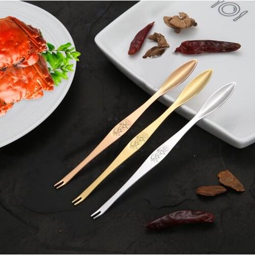 6pcs Seafood Lobster Picker Fork Stainless Steel Crabs Fork For Home Restaurant Family Gathering Elegant Fluent Easy To Use