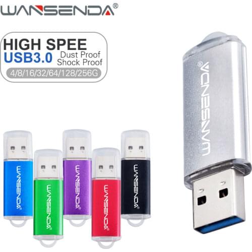 WANSENDA USB 3.0 USB Flash Drive Metal Pen Drive 256GB 128GB 64GB 32GB 16GB 8GB External Storage Pendrive USB Stick Memory Disk