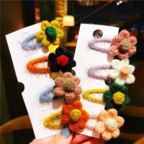 Hairpin South Korea Autumn Pearl Plush Flowers BB Clip Hairpin Bangs Clip Head Rope Girl Side Clip Hairgrips Accessories T0206