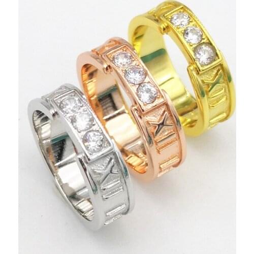 Mrs Sterling silver rose golden classic Roman numerals claw inlay zircon marriage engagement ring jewelry lovers love