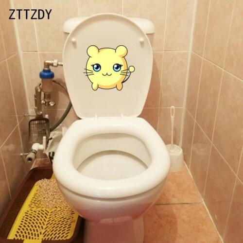 ZTTZDY 21*18.5CM Cute Cartoon Cat Toilet Decal Children Bedroom Home Decor Wall Sticker T3-0246