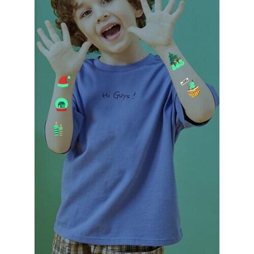 10 pcs Waterproof Luminous Christmas Temporary Tattoos Stickers Christmas Party Decorations for Kids MPwell