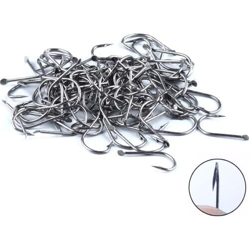 100PCS/lot Izu Crooked Barbed Flat Fishhook High carbon steel Black carp fishing hooks set 1-13# Accessories tool tackle
