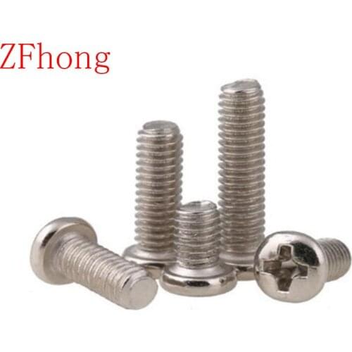 1000pcs M1.6 steel with nickel phillips round pan head machine screw length 3mm to 12mm