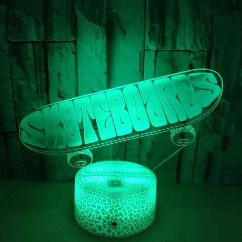 Skateboard 3d Led Night Light Creative Usb Bedside Table Lamp Gift Sports Gift Factory Direct Selling Night Lamp