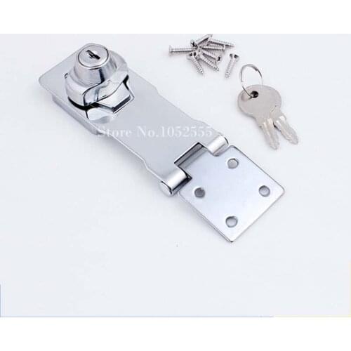High Quality 5PCS Cabinet Boxes Lock Closet Door Chrome Plated Metal Keyed Hasp Lock 2.5"/3"/4" Long + Key K35
