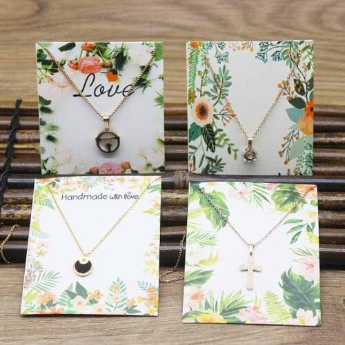 50tag+50bag/lot newest styles flower jewelry necklace tag white/kraft Marbling pattern DIy Thank you love pendant package tag