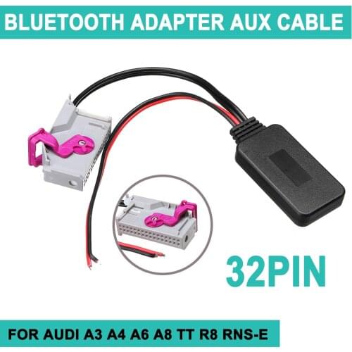 For Audi A3 A4 A6 A8 TT R8 RNS-E 32Pin Wireless bluetooth Adapter Aux Cable Auto Car Kit Music Audio bluetooth Receiver Adapter