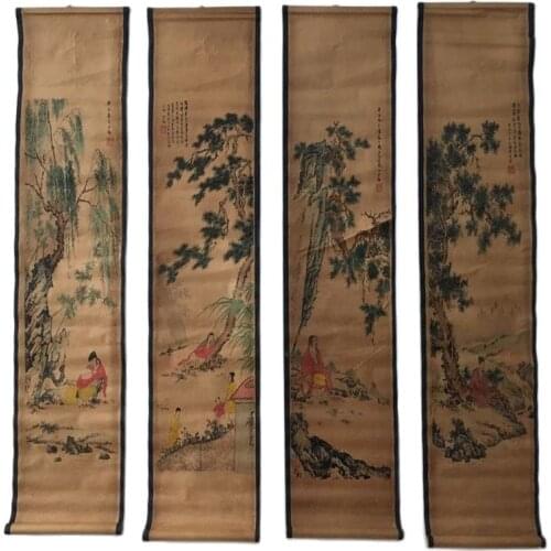 Four-couplet fresco landscape figure yashto living room decoration hanging paintings simulation celebrities archaize do old Chin