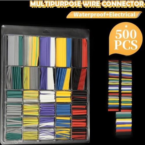 500/700Pcs Heat Shrink Tube Kit Shrinking Assorted Polyolefin Insulation Sleeving Heat Shrink Tubing Wire Cable