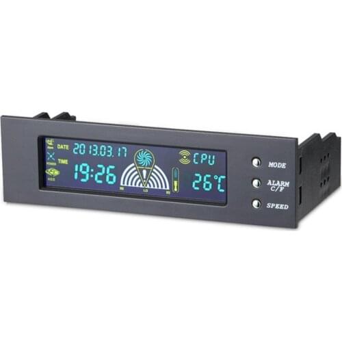 5.25inch Fan Speed Controller Bay Front LCD Panel 3 Fan Speed Controller CPU Temperature Sensor CPU / HD / SYS temperature probe