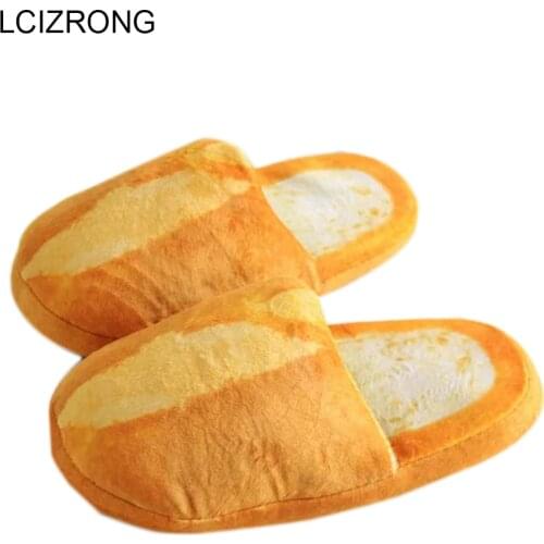 LCIZRONG Winter Bread Home Slippers Women Cute Warm Large Size Ladies Bedroom Slippers Unisex Non-slip Indoor Slippers Female