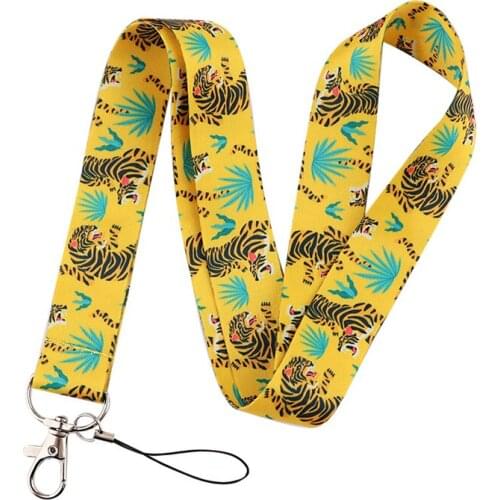 Lovely tiger Lanyard Keys Phone Holder Funny Neck Strap With Keyring ID Card DIY Animal webbings ribbons Hang Rope