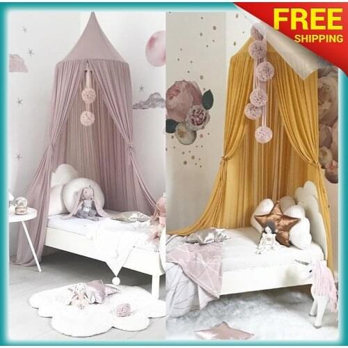 Bed Canopy Mosquito Net Curtain Nordic Style Princess Lace Kids Baby Bed Room