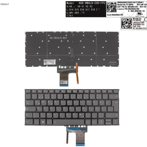 German QWERTZ New For Lenovo IdeaPad 320S-13IKB 720S-13IKB 720S-14IKB Laptop Replacement Keyboard GRAY with Backlit NO Frame