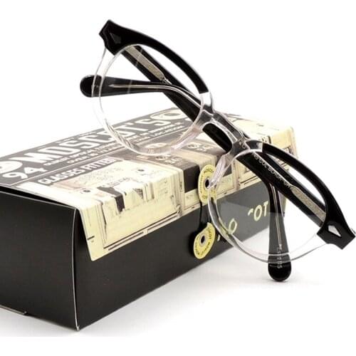 Johnny Depp Glasses Men Women Acetate Eyeglass Frame Brand Design Computer Transparent Optical Glasses Frame Top Quality box 313