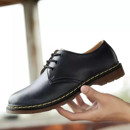 Unisex Oxford Men Women Genuine PU Leather Loafers Shoes Low Boots Motorcycle Casual Slip-On Platform Thick Heel Botas