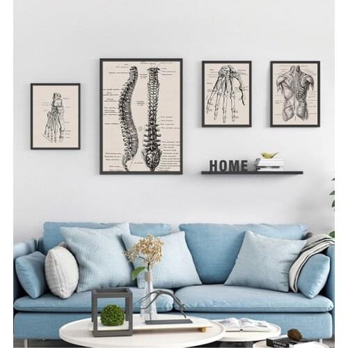Posters And Prints Wall Pictures For Living Room Anatomy skeleton Patent Vintage Poster Wall Art Print Canvas Painting Nordic