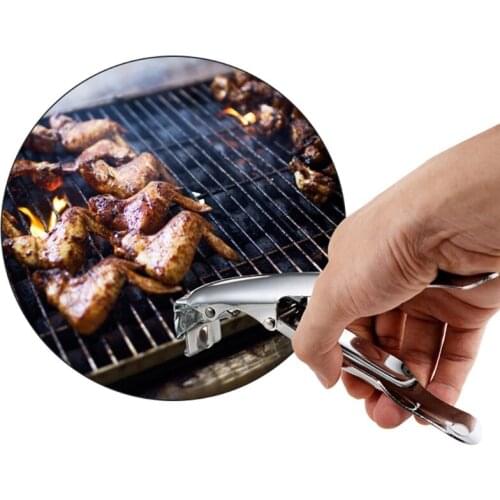 Stainless Steel BBQ Grill Grate Lifter Gripper Bowl Picker Air Fryer Pot Gripper Anti-Hot Plate Pan Clamp Clip Kitchen Gadget To