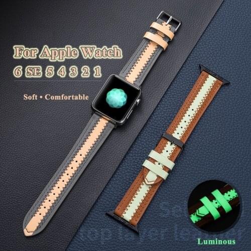 Strap for Apple watch Band 44 mm Leather Band for iwatch 38mm Luminous for Apple Watch 6 se 5 4 3 2 1 Strap Bracelet
