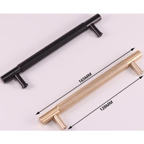 HJY Furniture Knurled Handle Gold Black Kitchen Drawer Cabinet T Bar Handle Cupboard Hardware Closet Pull Aluminual Profile A180
