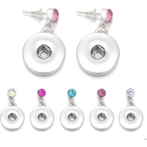 Fashion Interchangeable Crystal 033 Earring Fit 12mm 18mm Snap Button Earring For Women Gfit Charm Jewelry