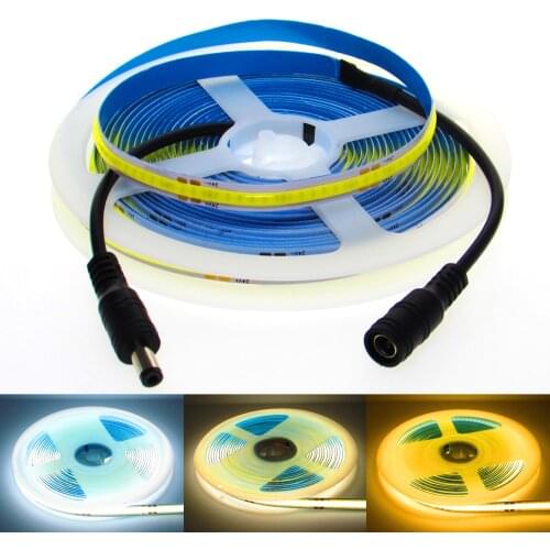 DC 12V 24V FCOB LED Strip COB LedStrip 320Led/M 0.5M- 5M Ledstrips RA90 12 24 V Volt FCOB LED Strip COB Light Flexible Ribbon
