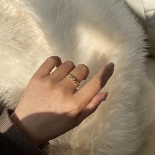 TIMEONLY Geometrical Cubic Zirconia Splicing Hollow Open Ring for Women Girls Jewellery Fashion Forefinger Ring French Hot Sale