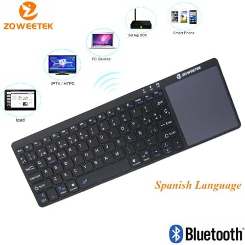Zoweetek K12BT-1 Ultra Slim Wireless Hebrew Bluetooth Keyboard Touch Pad Thin Light Portable for Android 3.0 Windows XP 7 8