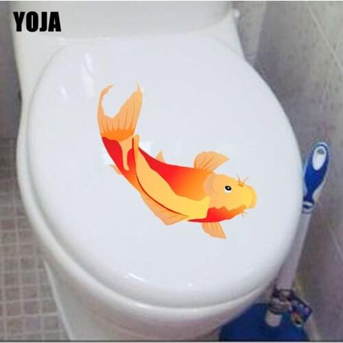 YOJA 18.2*24.4CM Flying Fish Toilet Decal Wall Sticker Cartoon Funny Home Decor T3-1016