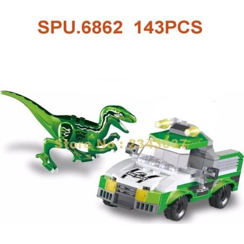 Zb318 146pcs Jurassic Dinosaur Car Building Block 2 Dolls Toy