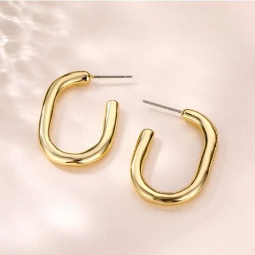 Lost Lady Geometric Metal U Shaped Stud Earrings for Women Fashion Hip Hop Maxi Statement Earrings Wholesale Jewelry Female Gift