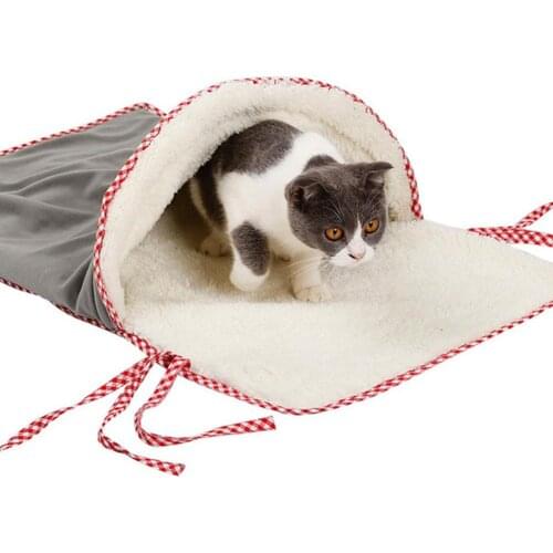 Adeeing Winter Cat Bed Soft Sleeping Bag Interactive Crinkle Paper Tunnel Sleeping House Puppu Nest for Dog Cats Mat Products
