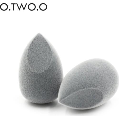 O.TWO.O 1pc Grey Flocking Water Drop Puff Cut a little 3D powder puff Wet and dry beauty eggs sponge puff