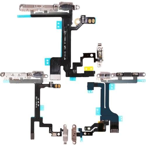 10pcs/lot Power On Off Flex Cable For iPhone 5 5S 5C SE Volume Control Button Switch Ribbon With Metal Bracket Replacement Parts