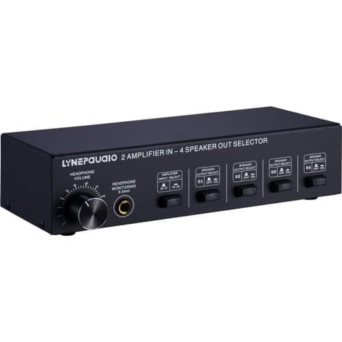 2 in 4 out passive power amplifier and audio switcher speaker switch splitter headphone output sound quality without loss