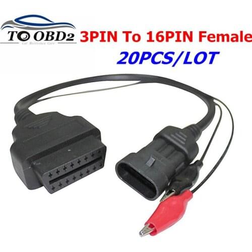 20PCS/Lot OBD2 for Fiat 3Pin to 16Pin Cable Adapter Diagnostic for Fiat 3 Pin for Alfa/Lancia Diagnostic Adapter Cable Connector