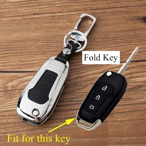 3 Buttons Alloy Keyfob Key Cover Fit For Ford Escort Mendeo Fusion Accessories Parts Key Holder Shell Case Chain Ring Cover