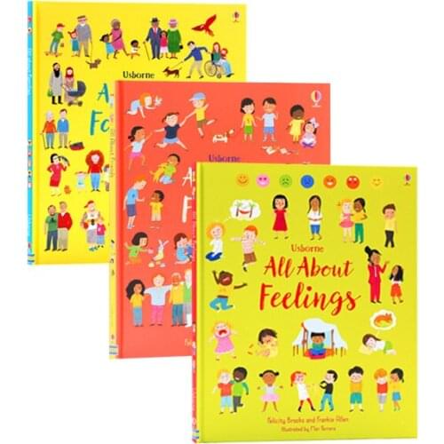 3 Pcs/Set Usborne All About Feelings Friends Families Book Childrens EQ Training and Enlightenment Picture Books