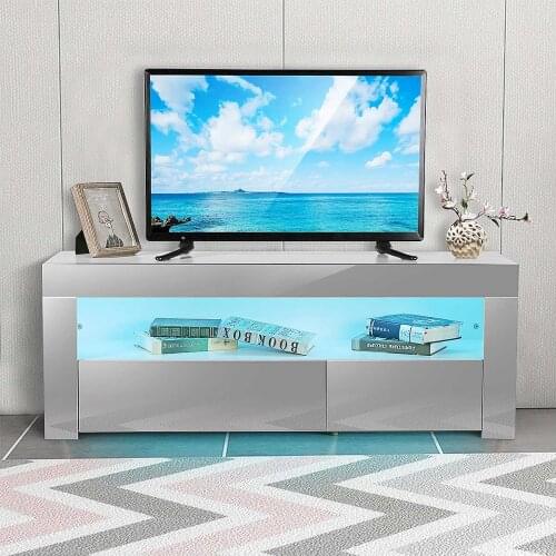 47 Inch Luxury TV Cabinet Modern with LED Drawers TV Stand Living Room Furniture Home Furnishings High Gloss TV Unit Bracket