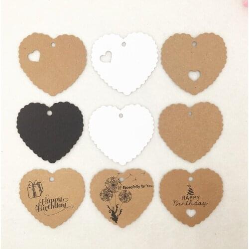 50pcs Paper Wedding Boxes Love Heart Shaped Packaging Gift Tags,Kraft Garment Price Tags,6x6.5cm Name Note Labels